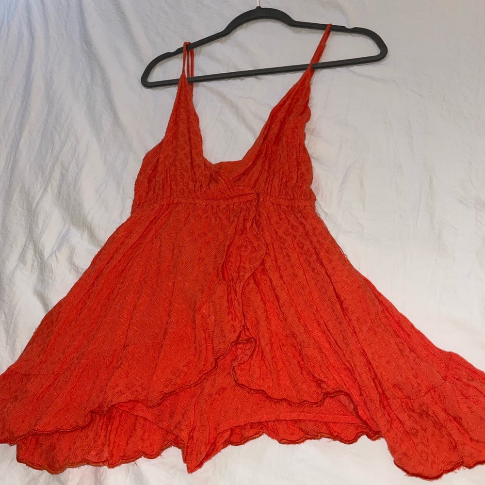 Bright Coral Flowy Romper